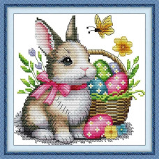 DB091JS Joy Sunday Набір для вишивки друкованим хрестиком - Пасхальний кролик 19x19 см, Aida 14 (схема на канві)