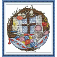 DB096JS Joy Sunday Набір для вишивки друкованим хрестиком - Мишеня та солодкі сни 28x30 см, Aida 14 (схема на канві)