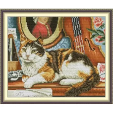 DB125JS Joy Sunday Набір для вишивки друкованим хрестиком - Кіт і гітара 36х31 см, Aida 14 ct (схема на канві) DB125JS Joy Sunday Набір для вишивки друкованим хрестиком - Кіт і гітара 36х31 см, Aida 14 ct (схема на канві)