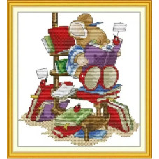 DB131JS Joy Sunday Набір для вишивки друкованим хрестиком - Миша, що читає 21х23 см, Aida 14 ct (схема на канві) DB131JS Joy Sunday Набір для вишивки друкованим хрестиком - Миша, що читає 21х23 см, Aida 14 ct (схема на канві)