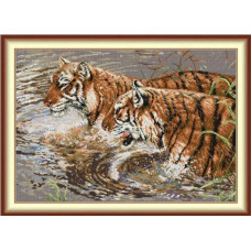 DB140JS Joy Sunday Набір для вишивки друкованим хрестиком - Пара тигрів 56х41 см, Aida 14 ct (схема на канві) DB140JS Joy Sunday Набір для вишивки друкованим хрестиком - Пара тигрів 56х41 см, Aida 14 ct (схема на канві)