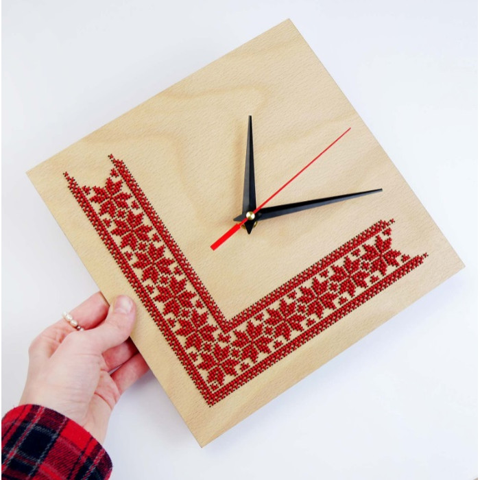 DG-1 Кольорова Набір для вишивки бісером - Годинник 23x23 см (дерево, квадрат)