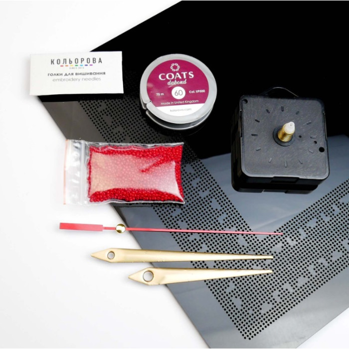 DG-2 Кольорова Набір для вишивки бісером - Годинник 23x23 см (акрил, квадрат)