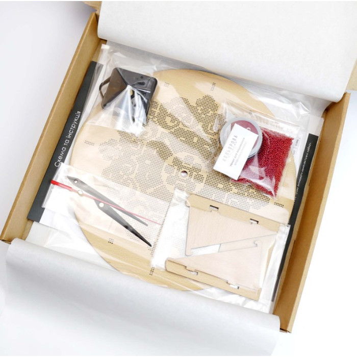 DG-3 Кольорова Набір для вишивки бісером - Годинник 27 см (дерево, круг)