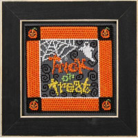 DM302511 Mill Hill Набір для вишивки рахунковим хрестиком + бісером - Солодощі або подарунки Trick-or-Treat 13x13 см, Aida 16 ct
