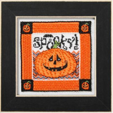 DM302513 Mill Hill Набір для вишивки рахунковим хрестиком + бісером - Моторошний гарбуз Spooky Pumpkin 13x13 см, Aida 16 ct