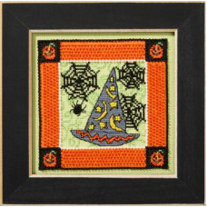 DM302514 Mill Hill Набір для вишивки рахунковим хрестиком + бісером - Відьмацький капелюх Witch Hat 13x13 см, Aida 16 ct