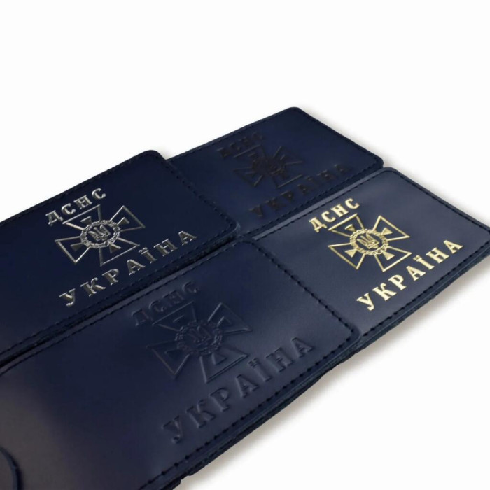 DSNS5DD1 Babylon Обкладинка для посвідчення ДСНС з місцем під жетон 7,5x11 см, шкіра (синя,золоте тиснення)