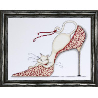 dw2553 Design Works Набір для вишивки рахунковим хрестиком - Кішка в лепардовой туфлі Leopard Shoe Kitty 32x25 см, Aida14