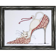 dw2553 Design Works Набір для вишивки рахунковим хрестиком - Кішка в лепардовой туфлі Leopard Shoe Kitty 32x25 см, Aida14