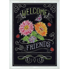dw2867 Design Works Набір для вишивки рахунковим хрестиком - Welcome Friends Chalkboard 25x36 см, Aida 14, пластик