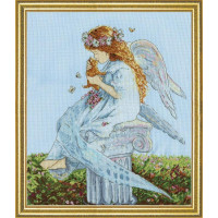 2869 Design Works Набір для вишивки рахунковим хрестиком - Angel with Kitten 36x51 см, Aida14