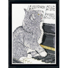 2910 Design Works Набір для вишивки рахунковим хрестиком - Piano Cat  25x25 см, Aida14