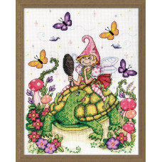 3238 Design Works Набір для вишивки рахунковим хрестиком - Turtle & Fairy 23x30 см, Aida14