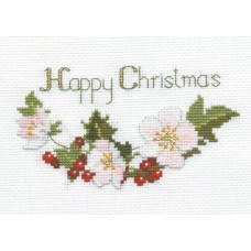 DWCDX01 Bothy Threads Набір для вишивки хрестиком - Різдвяні троянди Листівка Christmas Roses Card 9x13 см, Aida 16