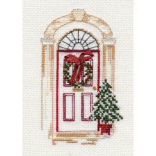 DWCDX07 Bothy Threads Набір для вишивки хрестиком - Різдвяні двері Листівка Christmas Door Card 9x13 см, Aida 16
