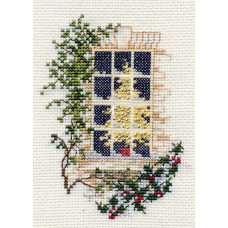 DWCDX08 Bothy Threads Набір для вишивки хрестиком - Різдвяне вікно Листівка Christmas Window Card 9x13 см, Aida 16