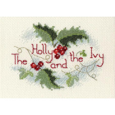 DWCDX22 Bothy Threads Набір для вишивки хрестиком - Падуб і плющ Листівка The Holly And The Ivy Card 9x13 см, Aida 16