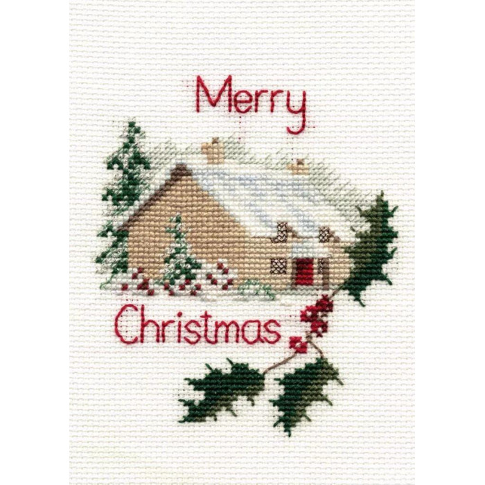 DWCDX26 Bothy Threads Набір для вишивки хрестиком - Різдвяний котедж Листівка Christmas Cottage Card 9x13 см, Aida 16