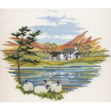 DWCON08 Bothy Threads Набір для вишивки хрестиком - Прибережна ферма Lakeside Farm 17x20 см, Aida 16