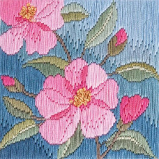 DWSLS14 Bothy Threads Набір для вишивки гладдю - Камелії Camellias 11x11 см, тканина з малюнком №22