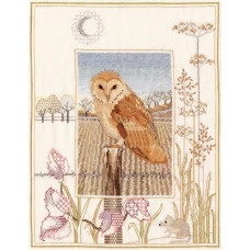DWWIL3 Bothy Threads Набір для вишивки хрестиком - Сипуха Barn Owl 27x34 см, Aida 14