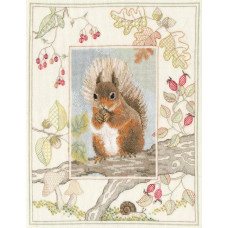 DWWIL4 Bothy Threads Набір для вишивки хрестиком - Руда білка Red Squirrel 27х34 см, Aida 14