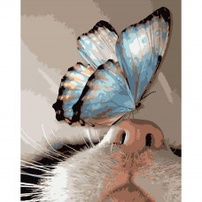DY024 Метелик на носику, 40х50 см. Strateg. Картина за номерами (Стратег)