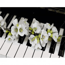DY031 Квіти на піаніно, 40х50 см. Strateg. Картина за номерами (Стратег)