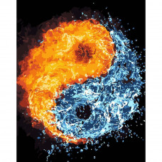 DY032 Інь-Янь вода та полум'я, 40х50 см. Strateg. Картина за номерами (Стратег)