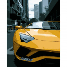 DY038 Жовтий Lamborghini, 40х50 см. Strateg. Картина за номерами (Стратег)
