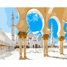 DY113 Білосніжна мечеть, 40х50 см. Strateg. Картина за номерами (Стратег)