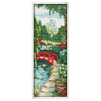 F198-1JS Червоний місток 1, 15x35 см. Joy Sunday. Набір для вишивки хрестиком на канві з нанесеним малюнком