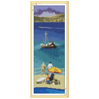 F210JS Егейське море, 16x38 см. Joy Sunday. Набір для вишивки хрестиком на канві з нанесеним малюнком