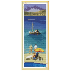 F210JS Егейське море, 16x38 см. Joy Sunday. Набір для вишивки хрестиком на канві з нанесеним малюнком