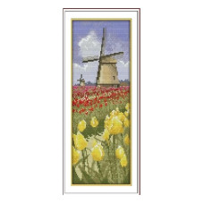 F217JS Голландський вітряк, 16x38 см. Joy Sunday. Набір для вишивки хрестиком на канві з нанесеним малюнком