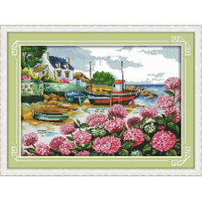 F768JS Гарне узбережжя, 41x30 см. Joy Sunday. Набір для вишивки хрестиком на канві з нанесеним малюнком