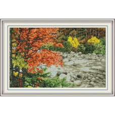 FA016JS Клен біля річки, 80х53 см. Joy Sunday. Набір для вишивання хрестиком на канві з нанесеним малюнком
