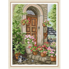 FA043JS На ганку, 34x44 см. Joy Sunday. Набір для вишивки хрестиком на канві з нанесеним малюнком