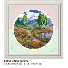 FA055JS Літо, 28х28 см. Joy Sunday. Набір для вишивання хрестиком на канві з нанесеним малюнком