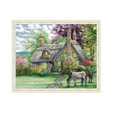 FA136JS Квіткова вілла, 47x38 см. Joy Sunday. Набір для вишивки хрестиком на канві з нанесеним малюнком