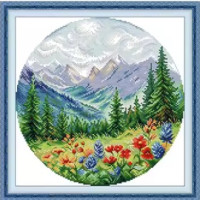 FA607JS Joy Sunday Набір для вишивки друкованим хрестиком - Раунд чотирьох сезонів-весна 33x33 см, Aida14
