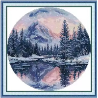 FA610JS Joy Sunday Набір для вишивки друкованим хрестиком - Раунд чотирьох сезонів-зима 33x33 см, Aida14