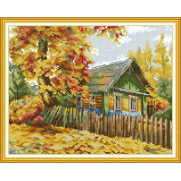 FA614JS Joy Sunday Набір для вишивки друкованим хрестиком - Осіння хатина 36x30 см, Aida 14 ct (схема на канві)