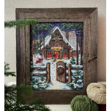 FA647JS Joy Sunday Набір для вишивки друкованим хрестиком - Різдвяна сніжна ніч 38х48 см, Aida 14 ct (схема на канві)