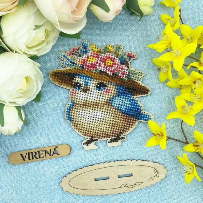 ФІН_137 Virena Заготовка для вишивки бісером - Фігурка інтер'єрна Пташка в капелюсі, 12,8х14,4 см