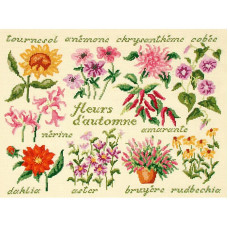 FL12-K Lucas Creations Набір для вишивки рахунковим хрестиком - Осінні квіти Fleurs d'automne, Belfast 32 ct
