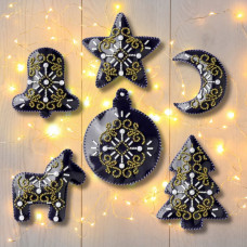 FLBB-123 Wonderland Crafts Набір для вишивки бісером на екошкірі - Іграшка Зимова симфонія ~9x10 см, 6 шт, синій