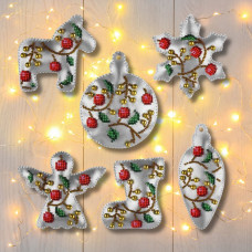 FLBB-124 Wonderland Crafts Набір для вишивки бісером на екошкірі - Іграшка Срібна ніч ~9x10 см, 6 шт, срібло