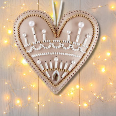 FLBB-125 Wonderland Crafts Набір для вишивки бісером на екошкірі - Іграшка Серце 9,5x9 см, рожевий